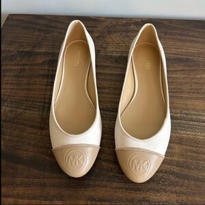Michael Kors Cream and Tan Ballet Flats, Size 7.5